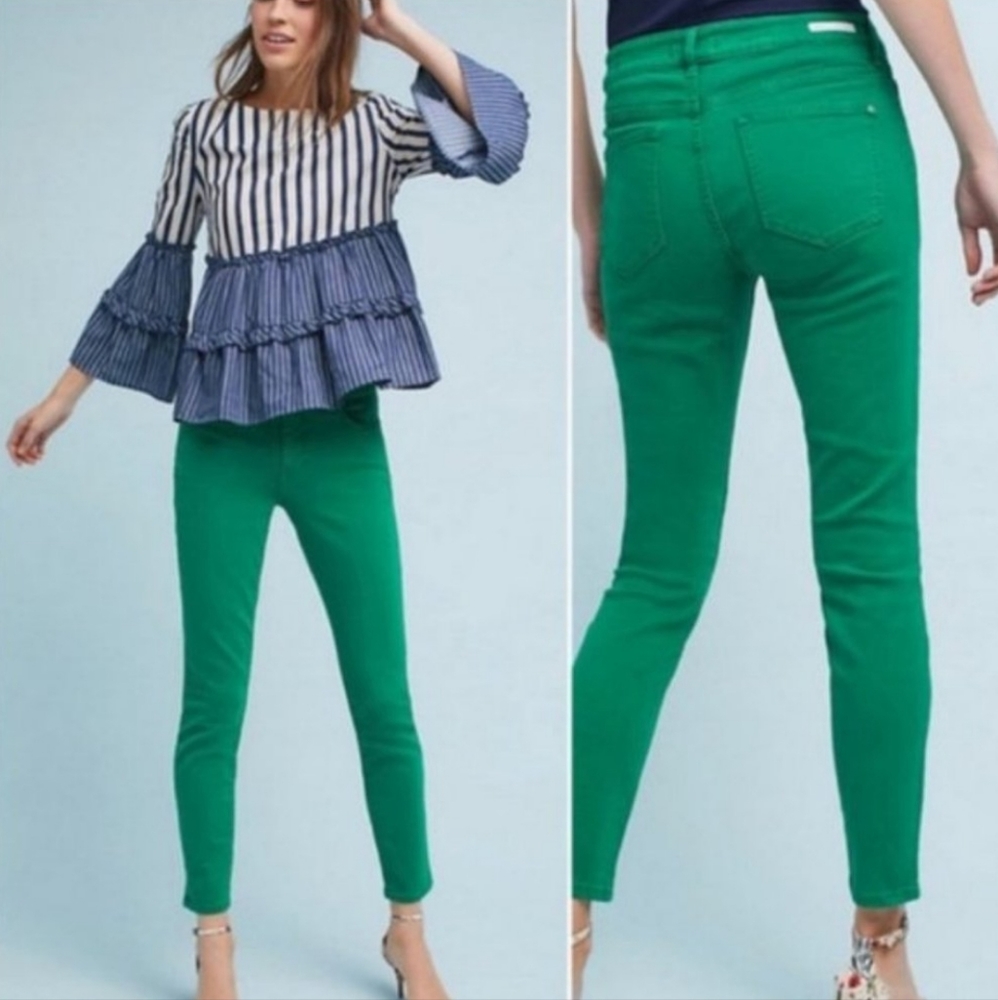 Anthropologie Pilcro and the Letterpress Green Mid Size Jeans, Size 25